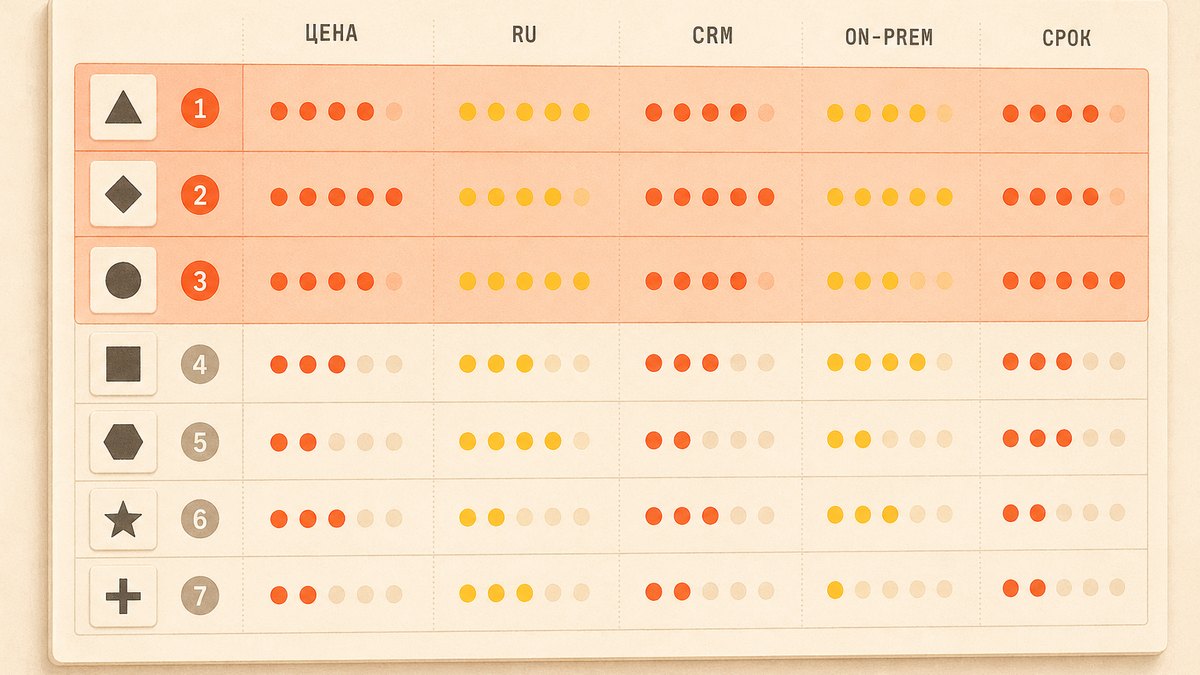 Срез по 7 решениям: цена, RU-поддержка, on-prem, срок запуска