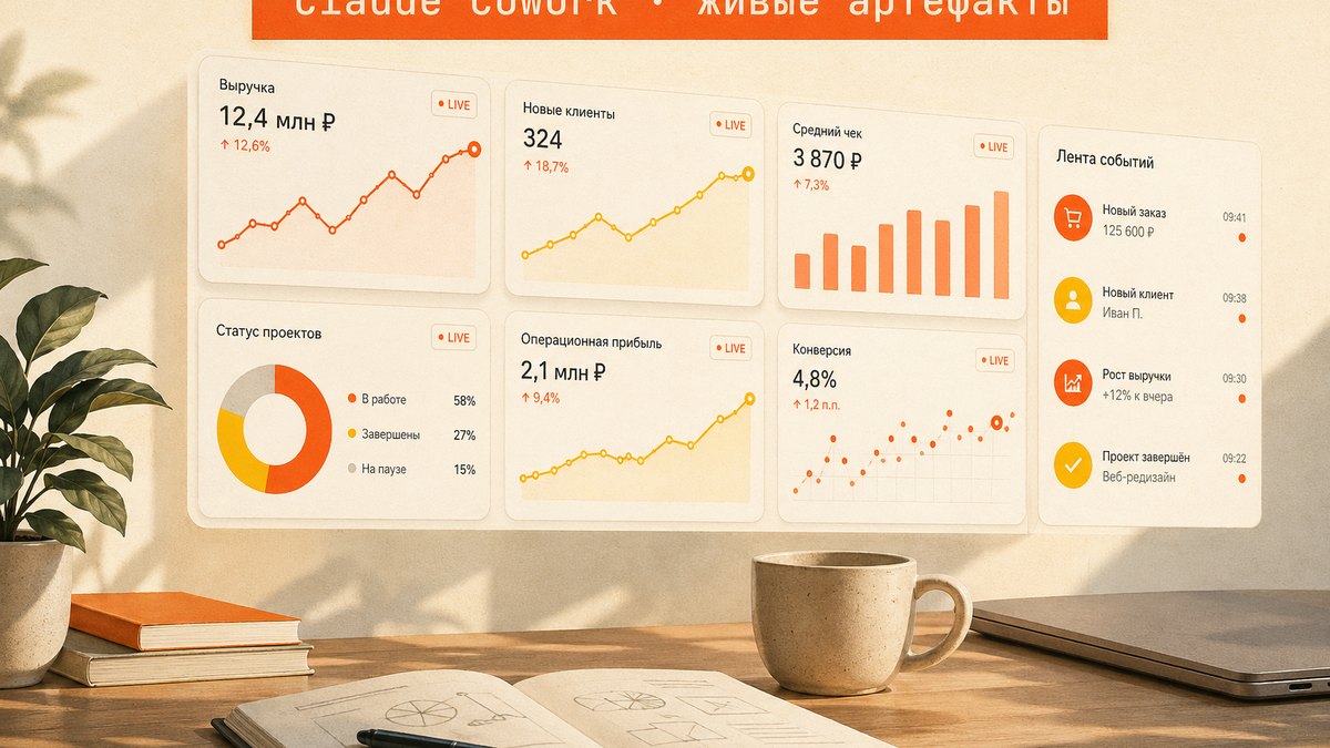 Claude Cowork: живые артефакты - дашборды, подключённые к данным компании