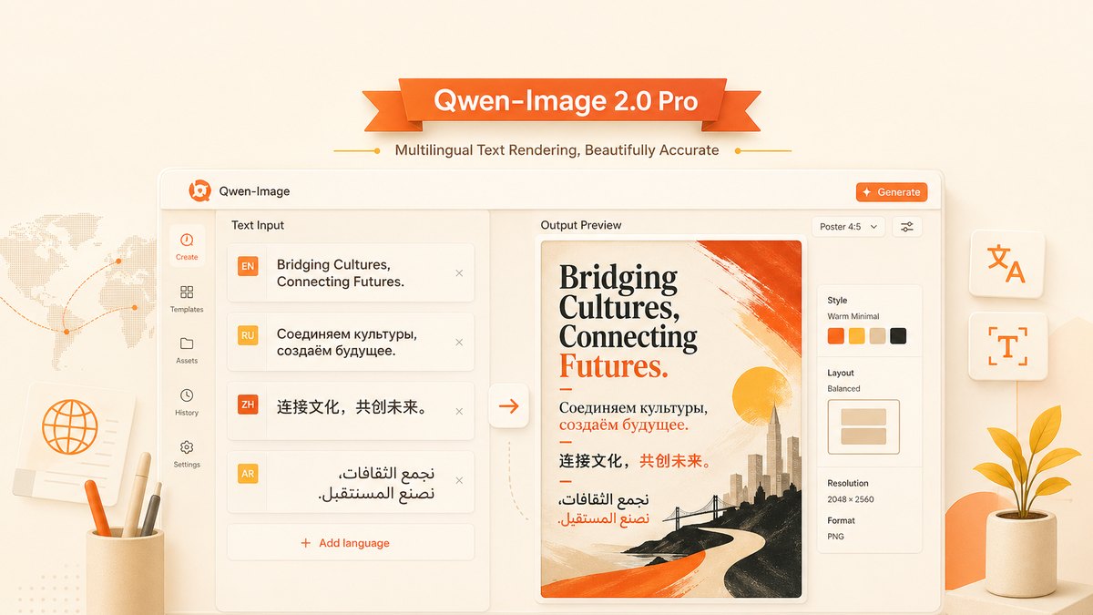 Qwen-Image-2.0-Pro: мультиязычный текст в изображениях, доступ через open-source